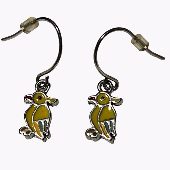 Parrot Dangle Earrings Yellow Macaw Bird Enamel Fashion Jewelry Gift Women - Picture 1 of 3